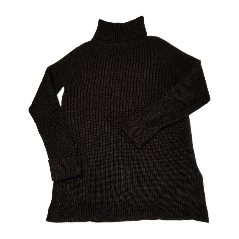 Magaschoni Women’s Black Ribbed Soft Turtleneck Sweater Small Viscose NWOT